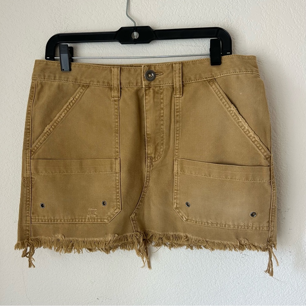 Free People Jean Skirt Brown Mini Distressed Frayed Ripped Women’s